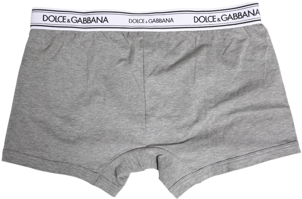 Dolce & Gabbana Gray Logo Waistband Cotton Men Boxer Underwear Grijs