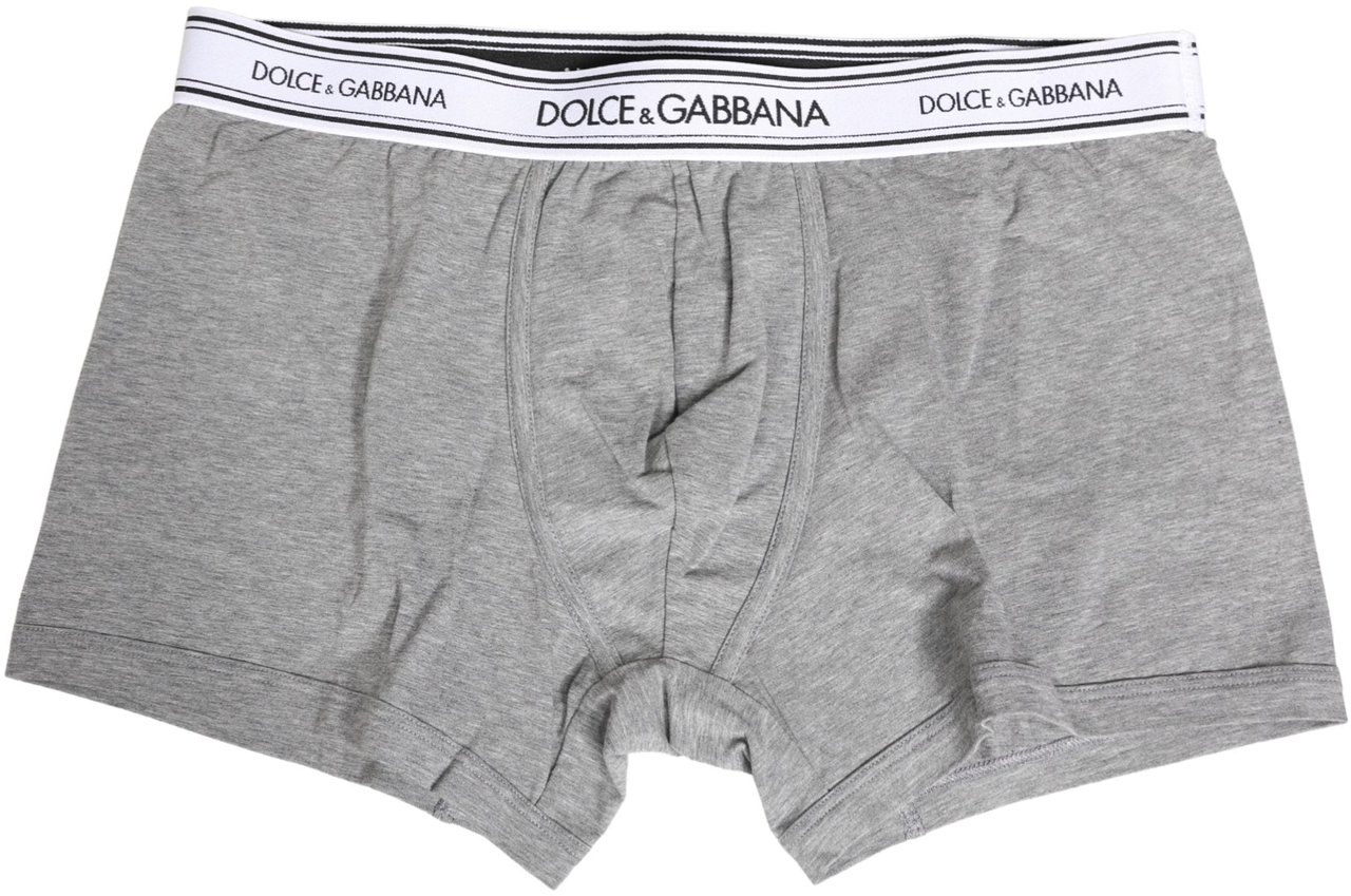 Dolce & Gabbana Gray Logo Waistband Cotton Men Boxer Underwear Grijs
