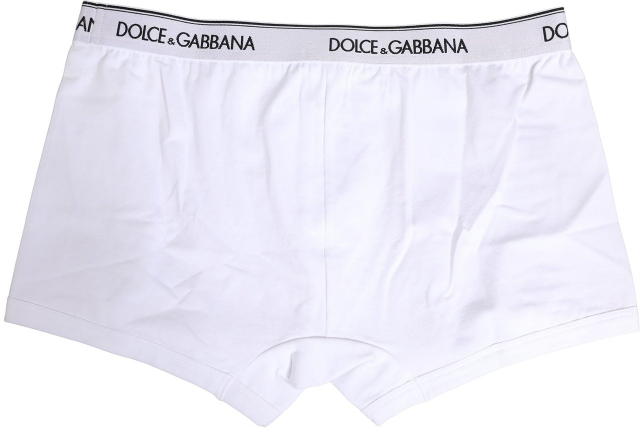 Dolce & Gabbana White Logo Waistband Cotton Boxer Underwear Wit