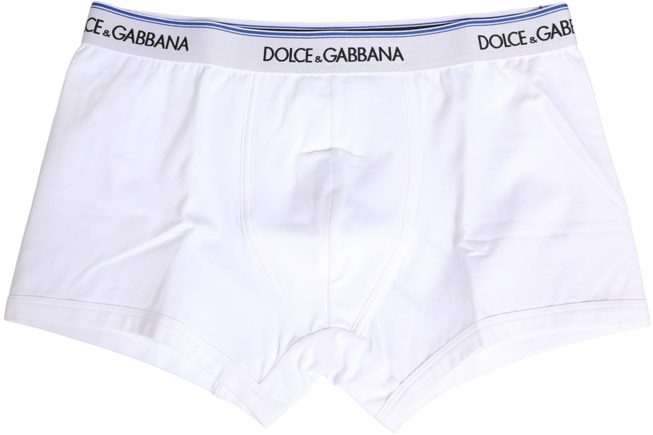 Dolce & Gabbana White Logo Waistband Regular Boxer Underwear Wit