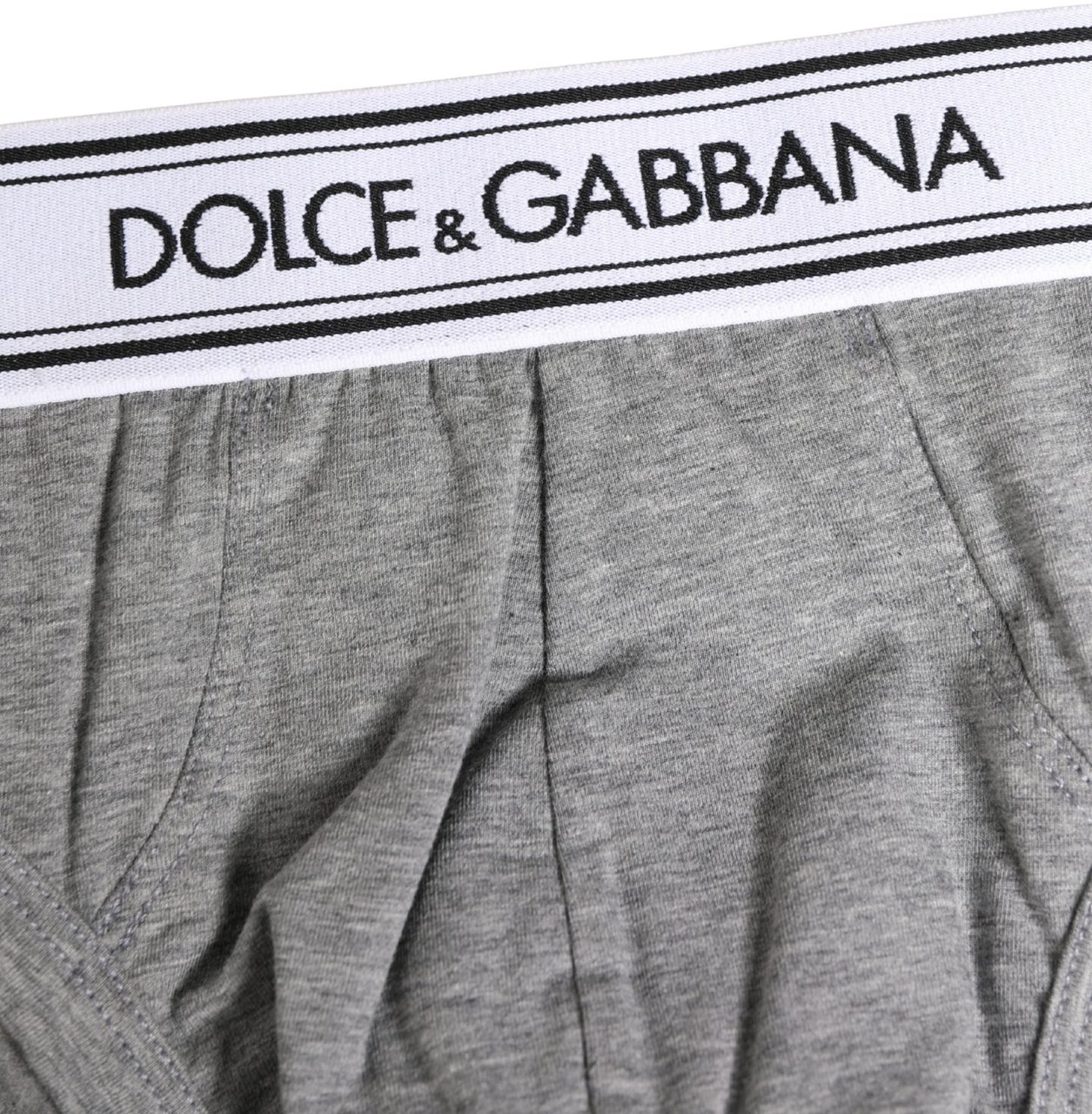 Dolce & Gabbana Gray Logo Waistband Men Midi Brief Underwear Grijs