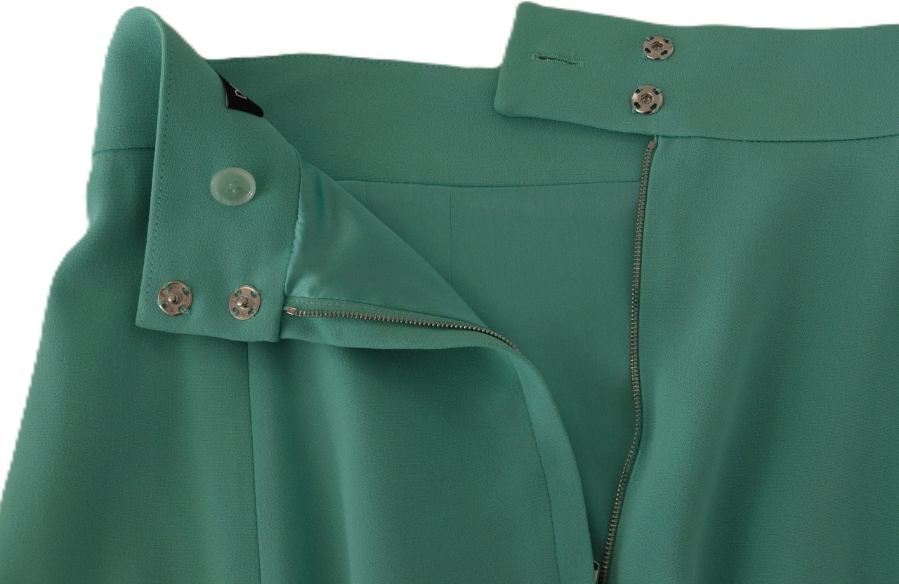 Dolce & Gabbana Mint Green Viscose Pencil Cut Midi Skirt Groen