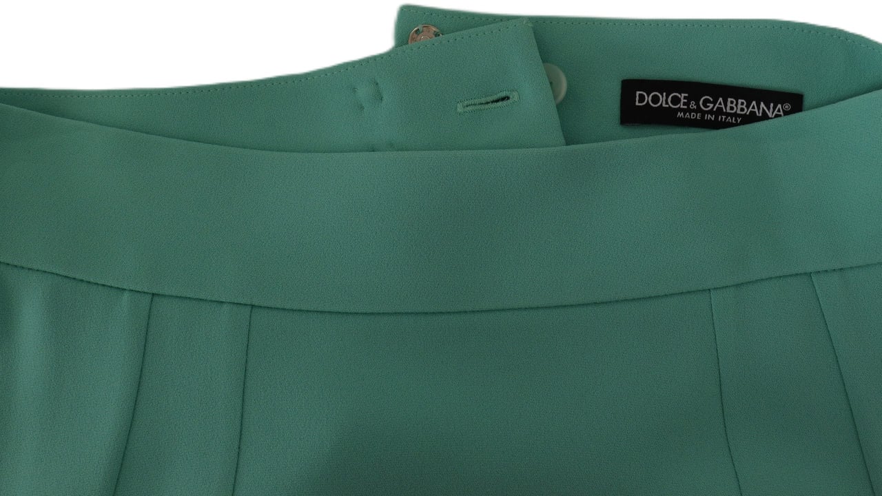 Dolce & Gabbana Mint Green Viscose Pencil Cut Midi Skirt Groen