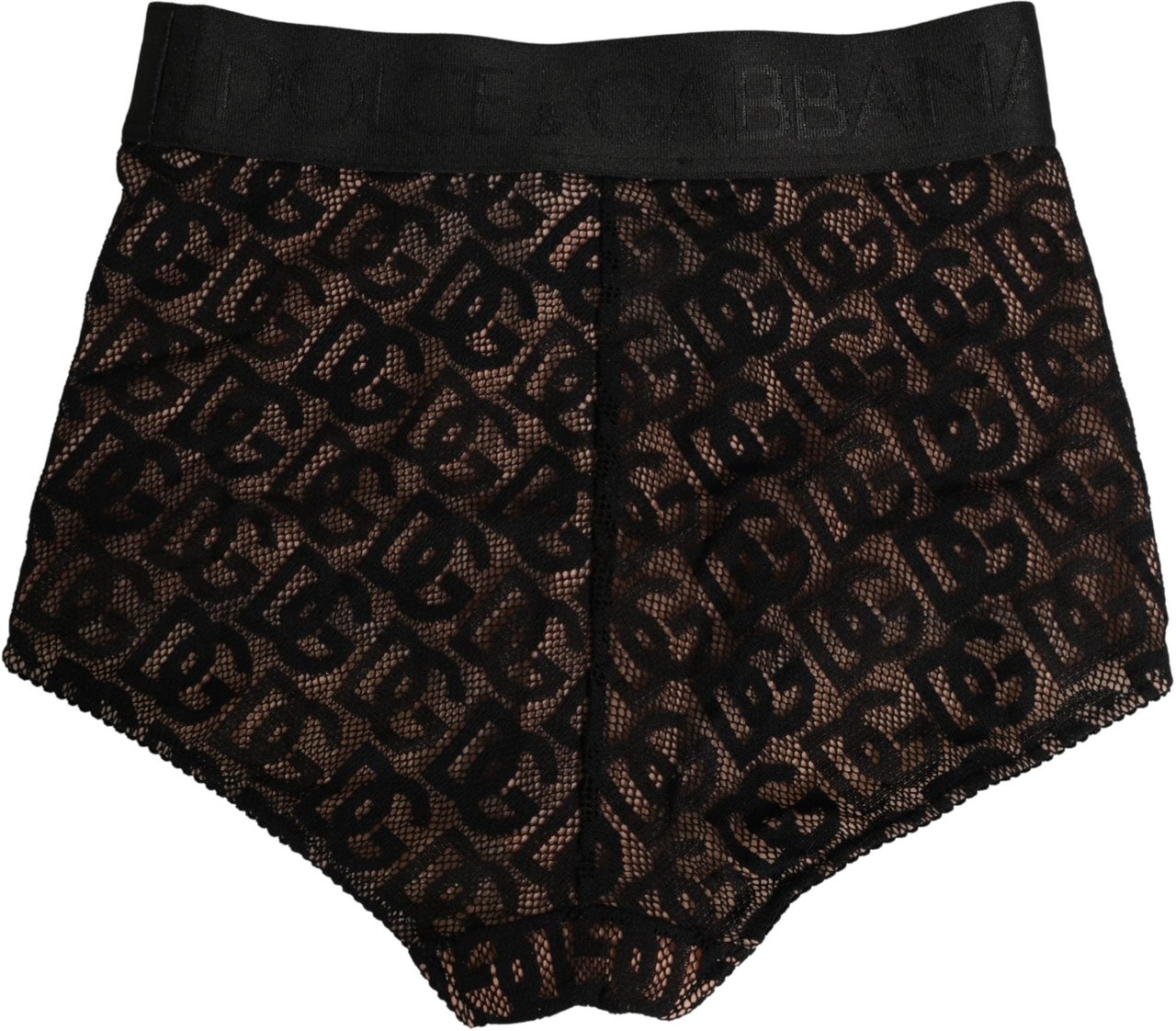 Dolce & Gabbana Black Cotton DG Logo High Waist Girdle Underwear Zwart