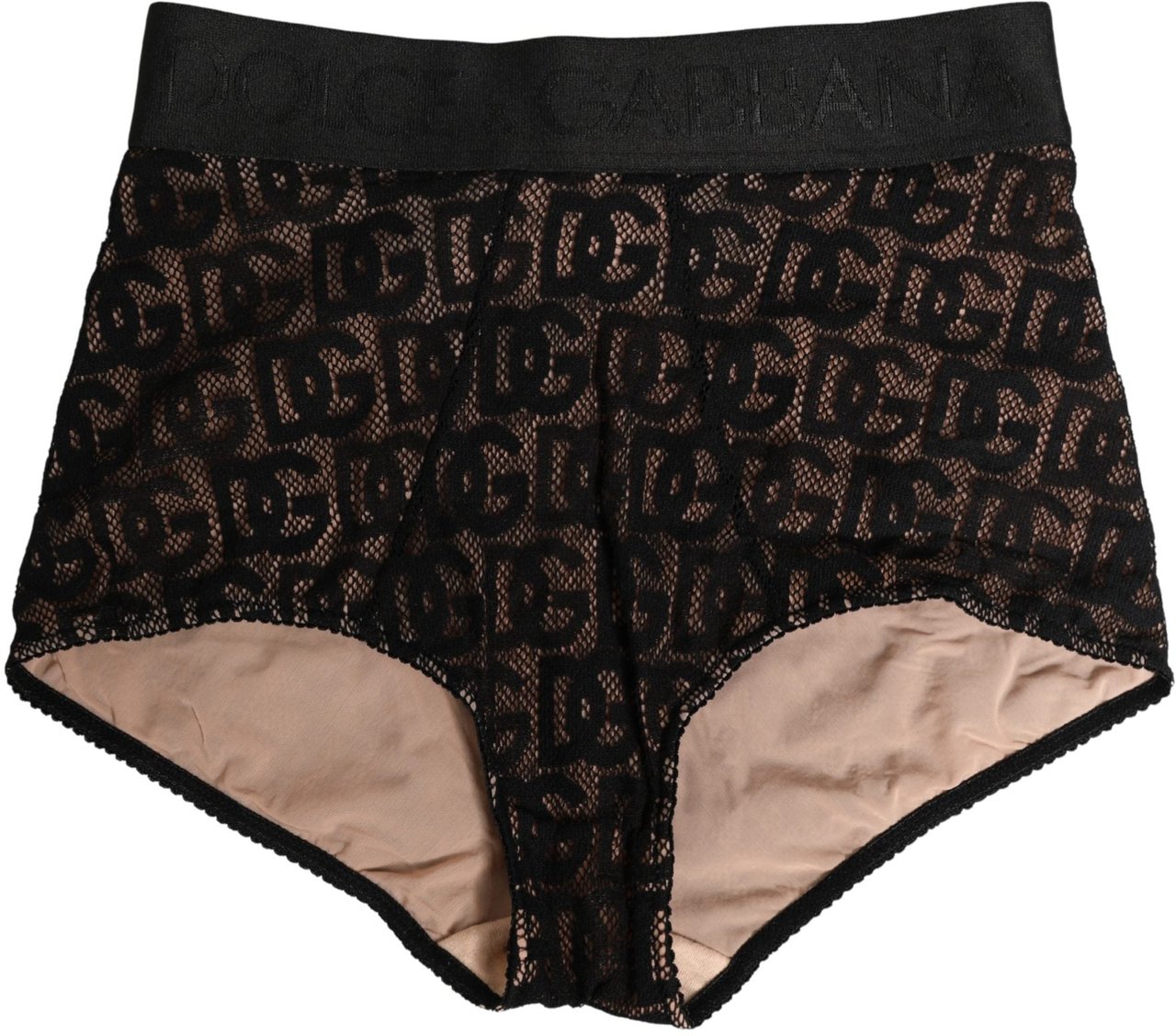 Dolce & Gabbana Black Cotton DG Logo High Waist Girdle Underwear Zwart