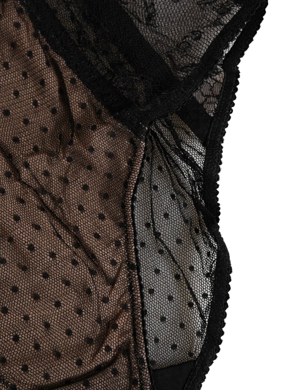 Dolce & Gabbana Black Sheer Polka Dot Lace High Waist Brief Underwear Zwart