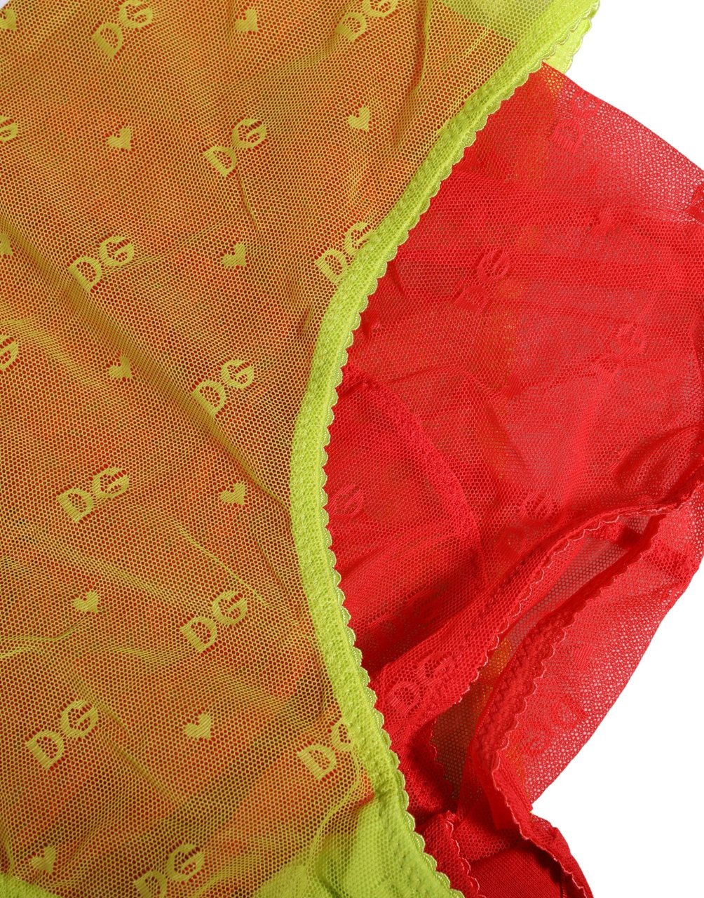 Dolce & Gabbana Red Yellow Tulle Mid Waist Panty Girdle Underwear Oranje