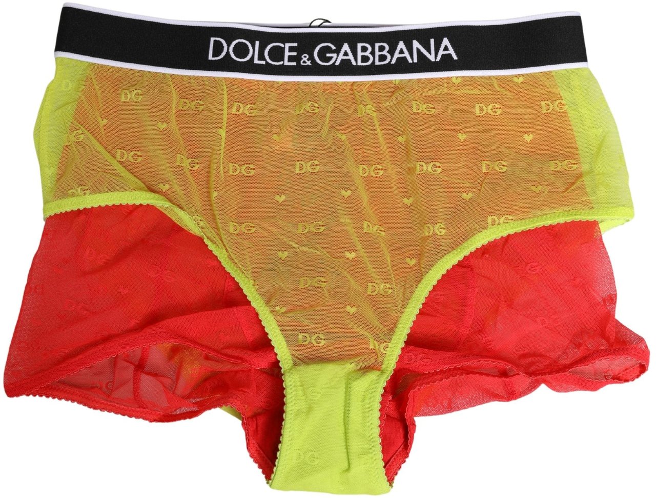Dolce & Gabbana Red Yellow Tulle Mid Waist Panty Girdle Underwear Oranje