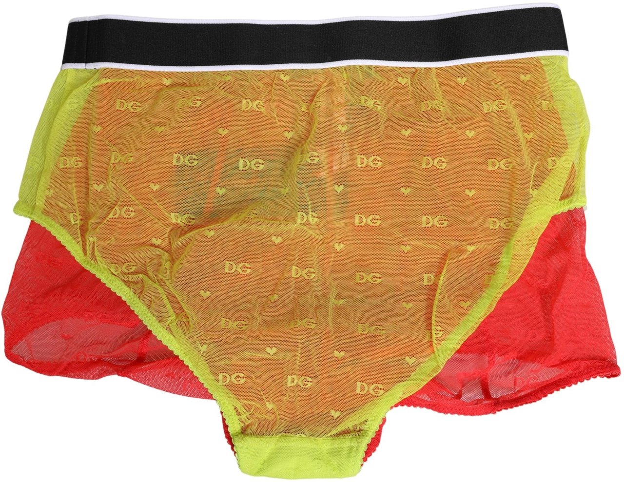 Dolce & Gabbana Red Yellow Tulle Mid Waist Panty Girdle Underwear Oranje