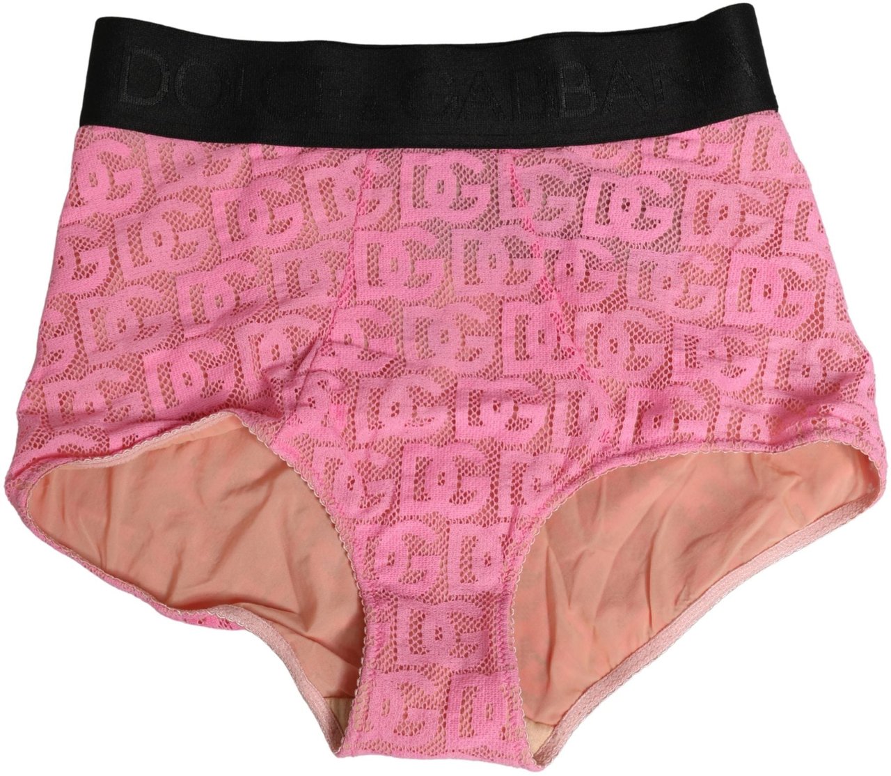 Dolce & Gabbana Pink Cotton DG Logo High Waist Girdle Underwear Zwart