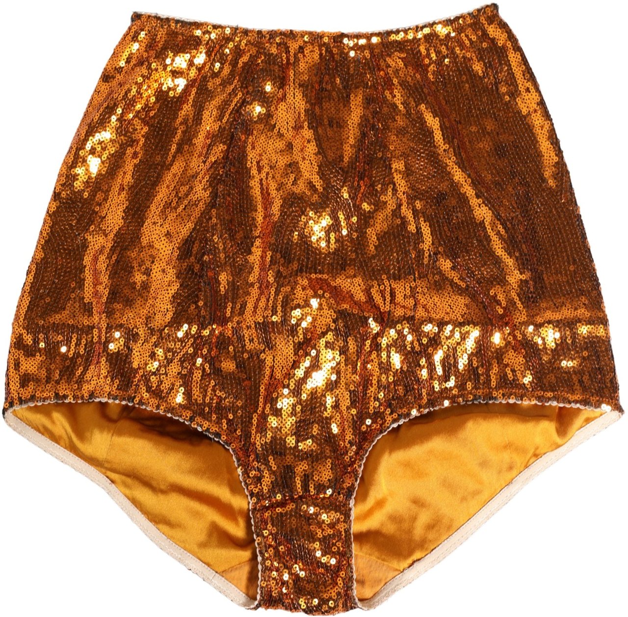 Dolce & Gabbana Orange Sequin Nylon High Waist Girdle Underwear Oranje