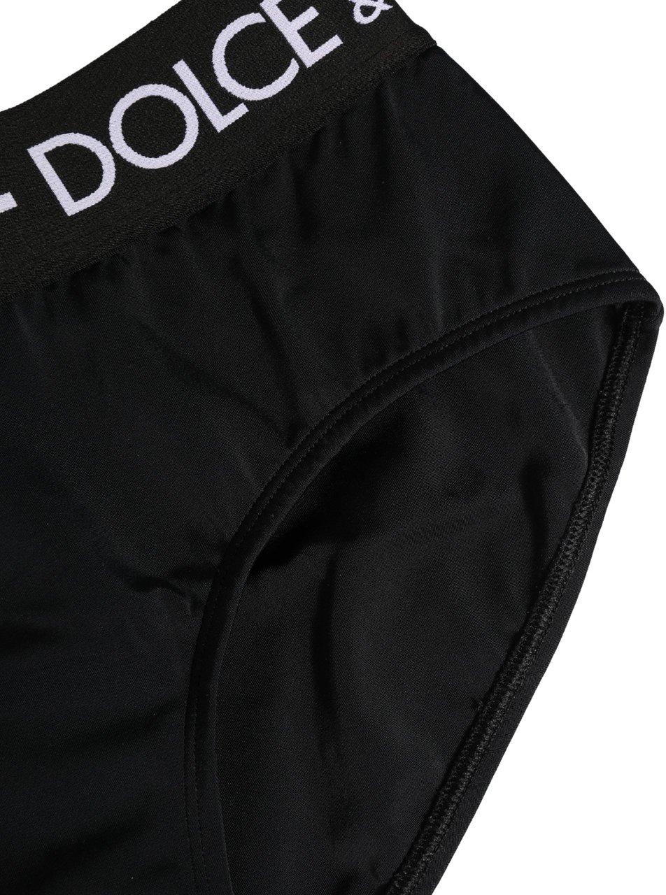Dolce & Gabbana Black Nylon Stretch Coulotte Panty Underwear Zwart