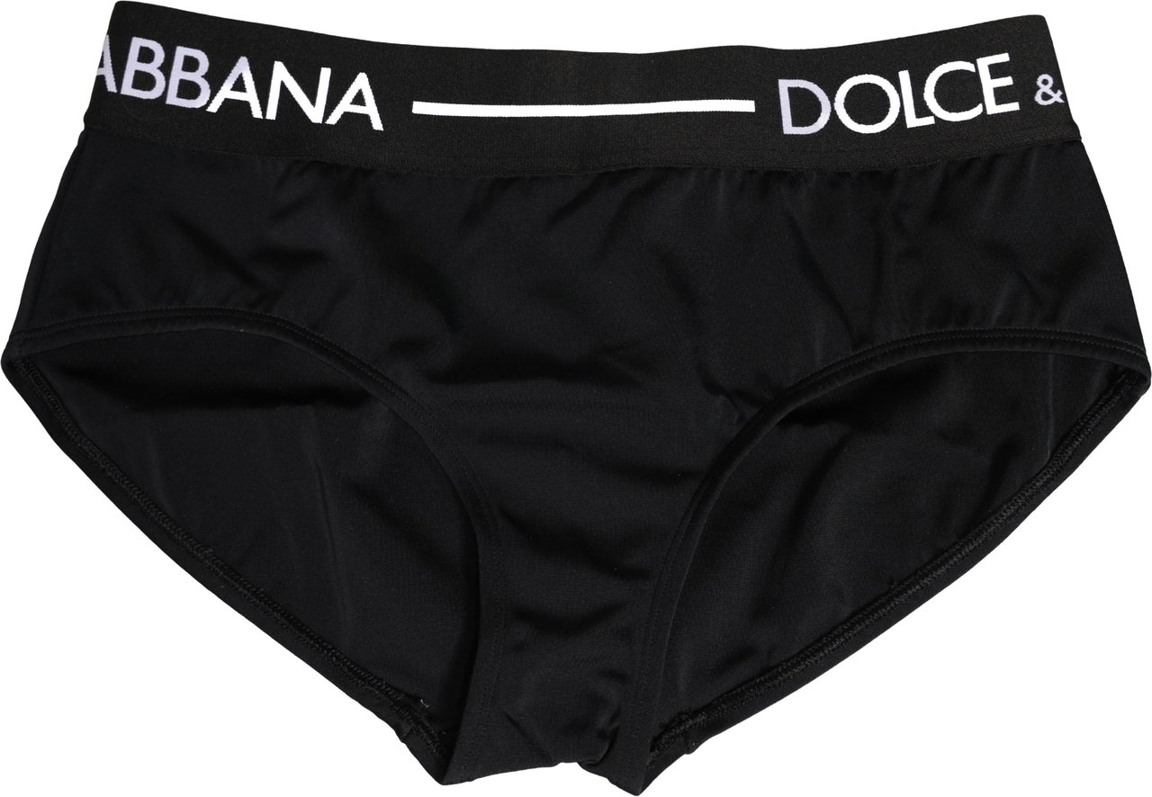 Dolce & Gabbana Black Nylon Stretch Coulotte Panty Underwear Zwart