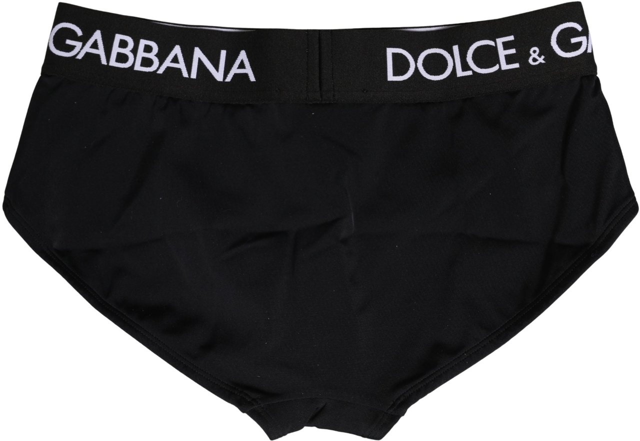 Dolce & Gabbana Black Nylon Stretch Coulotte Panty Underwear Zwart