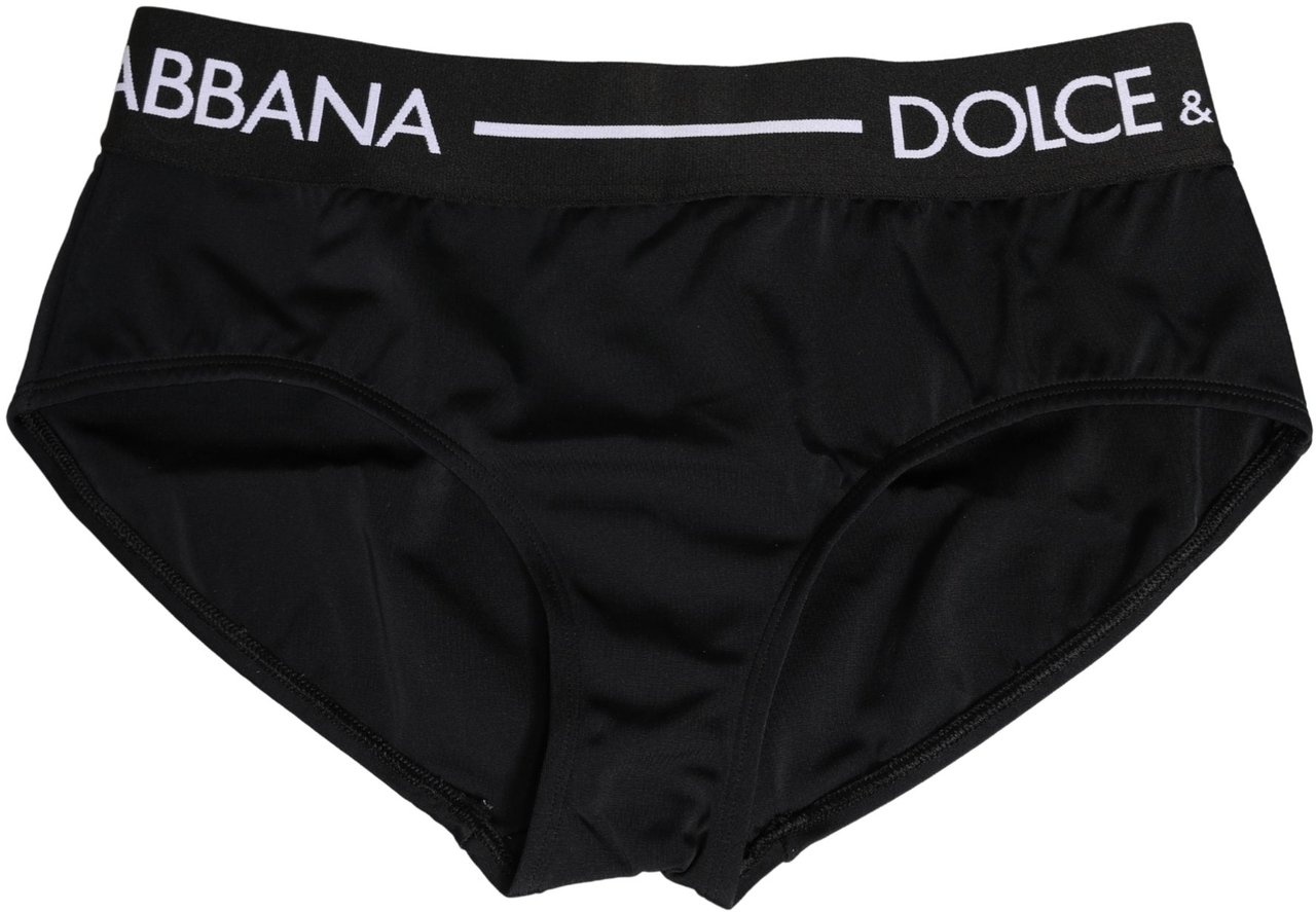 Dolce & Gabbana Black Nylon Stretch Coulotte Panty Underwear Zwart