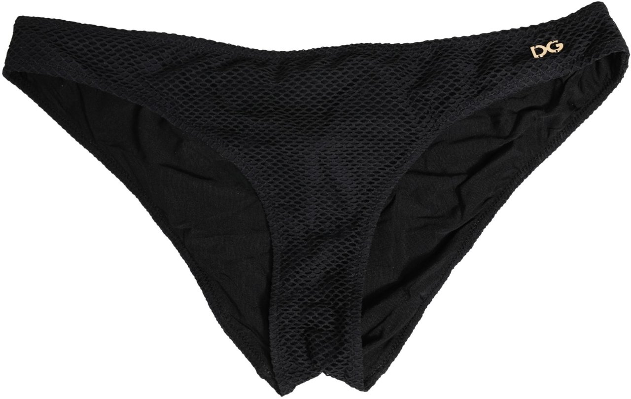 Dolce & Gabbana Black Nylon DG Logo Plaque Regular Brief Underwear Zwart