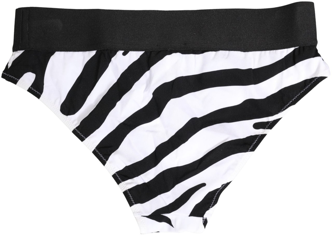 Dolce & Gabbana Black White Zebra Print Brief Panty Underwear Zwart