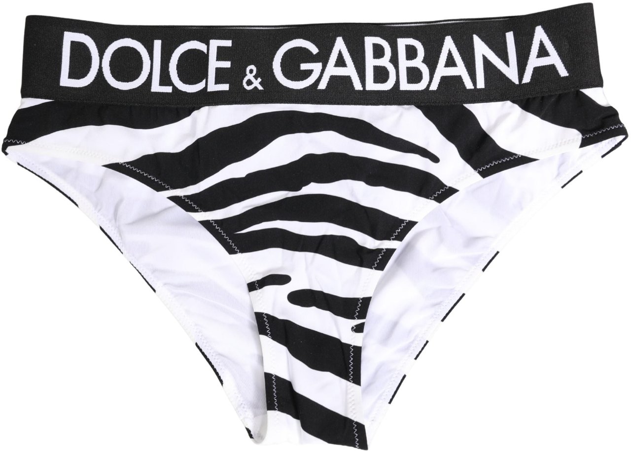 Dolce & Gabbana Black White Zebra Print Brief Panty Underwear Zwart