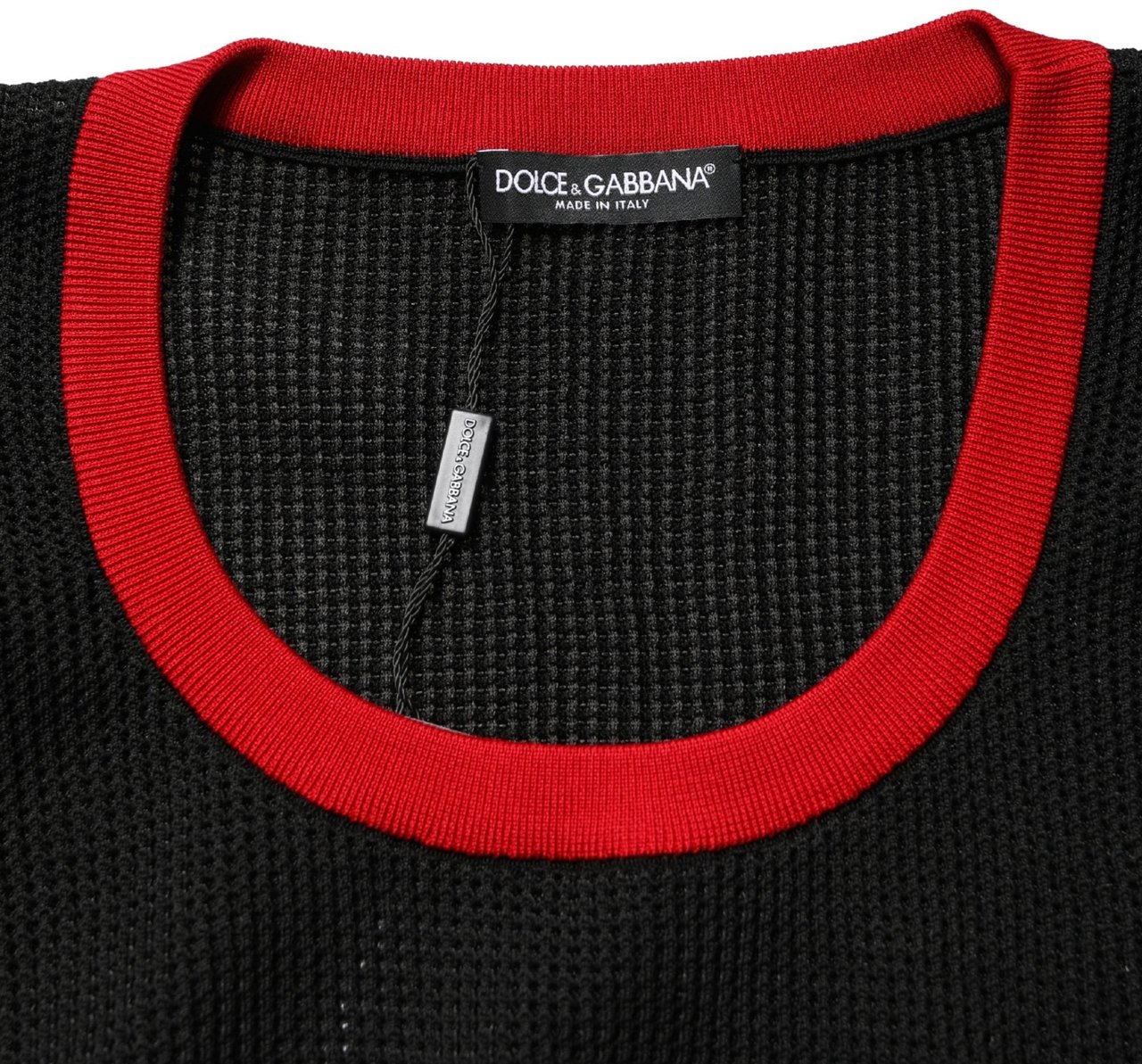 Dolce & Gabbana Black Crew Neck Sleeveless Men Knit Vest T-shirt Zwart