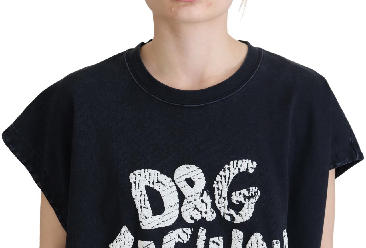 Dolce & Gabbana Black D&G Fashion Round Neck Cotton T-shirt Divers