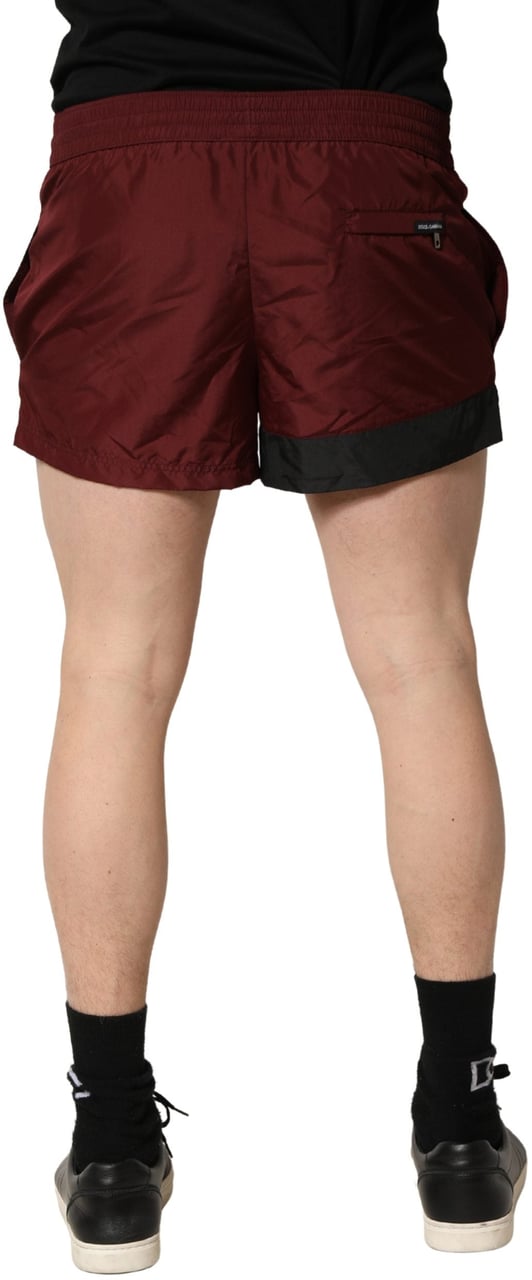 Dolce & Gabbana Maroon Polyester Drawstring Shorts Swimwear Maroon