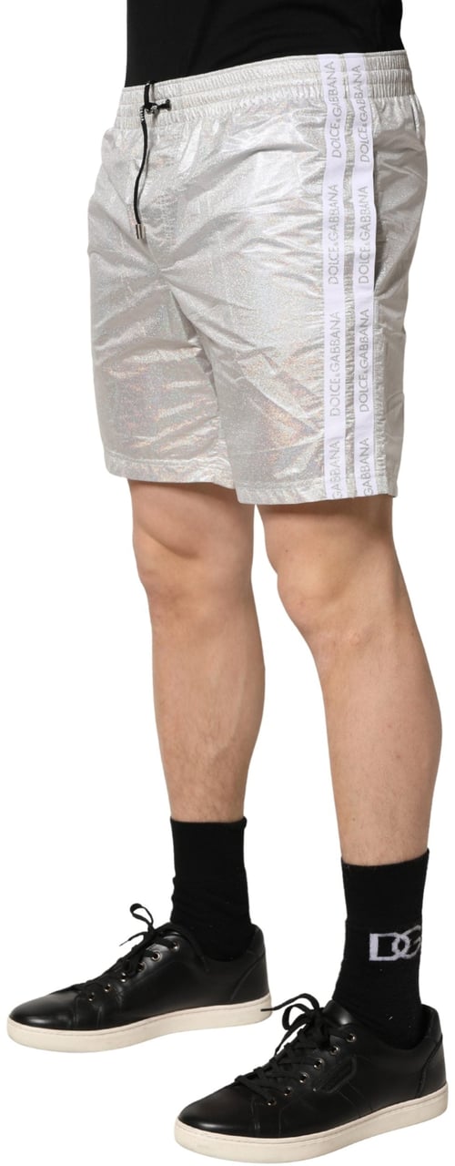 Dolce & Gabbana Silver Polyester Drawstring Men Shorts Swimwear Zilver