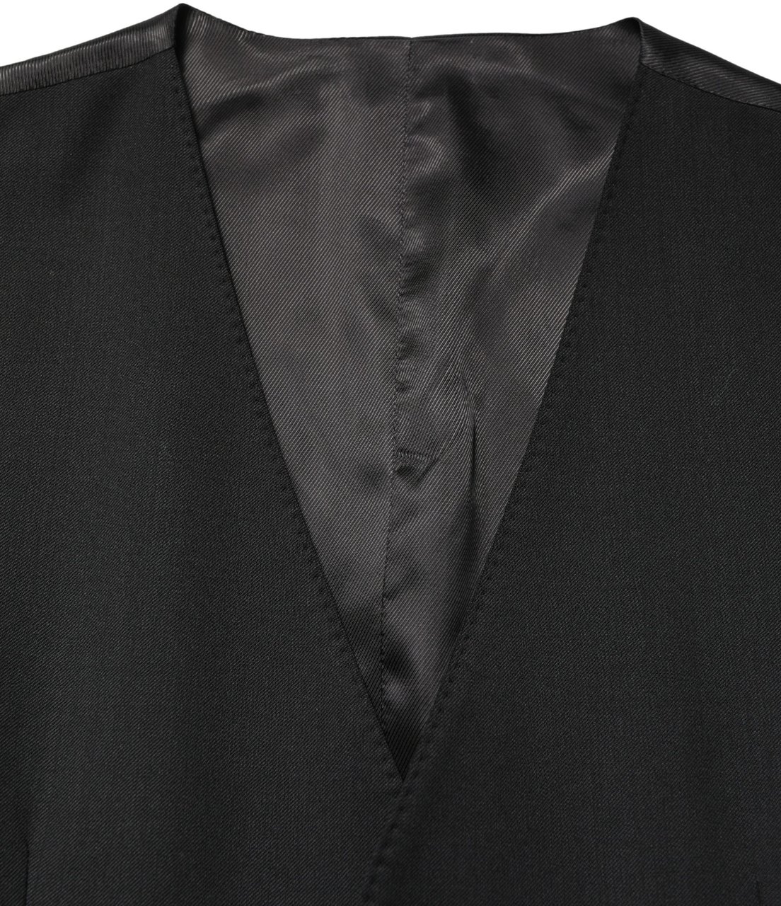 Dolce & Gabbana Black Wool Single Breasted Men Waistcoat Vest Zwart
