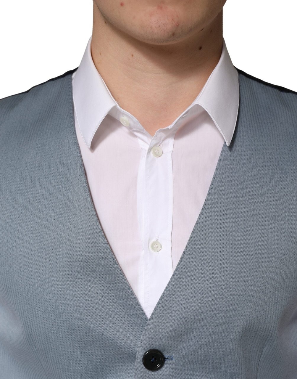 Dolce & Gabbana Gray Wool Single Breasted Men Waistcoat Vest Grijs