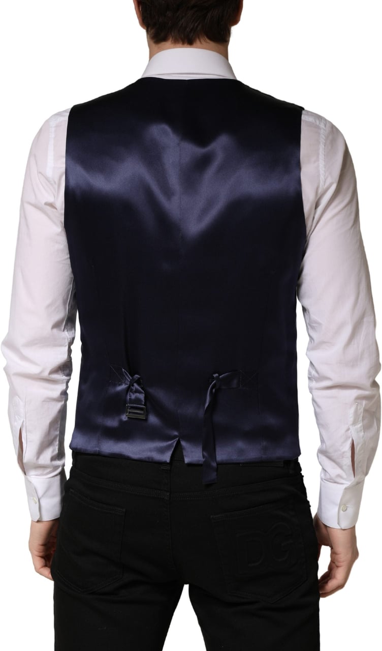 Dolce & Gabbana Gray Wool Single Breasted Men Waistcoat Vest Grijs