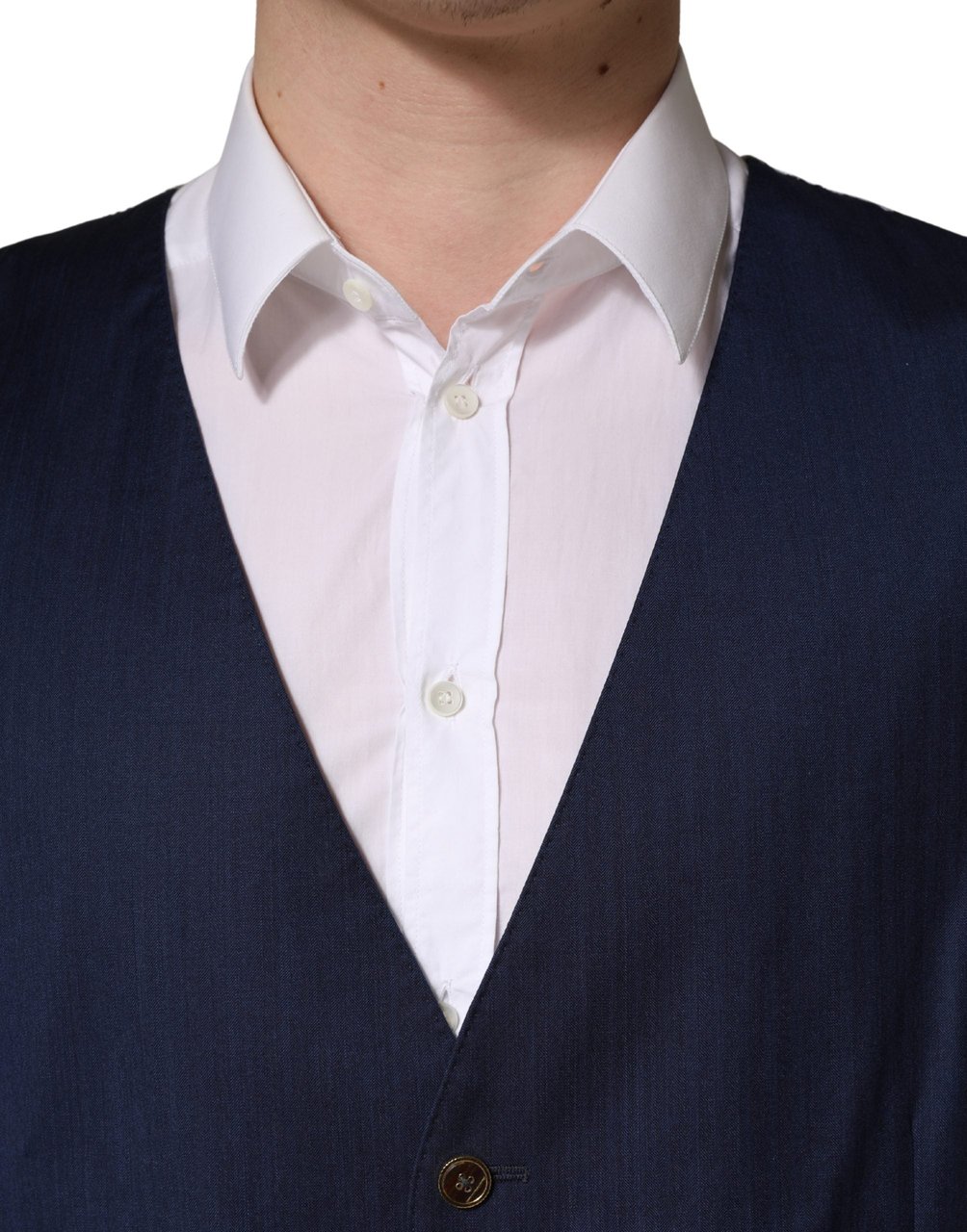 Dolce & Gabbana Navy Blue Wool Dress Formal Waistcoat Vest Navy