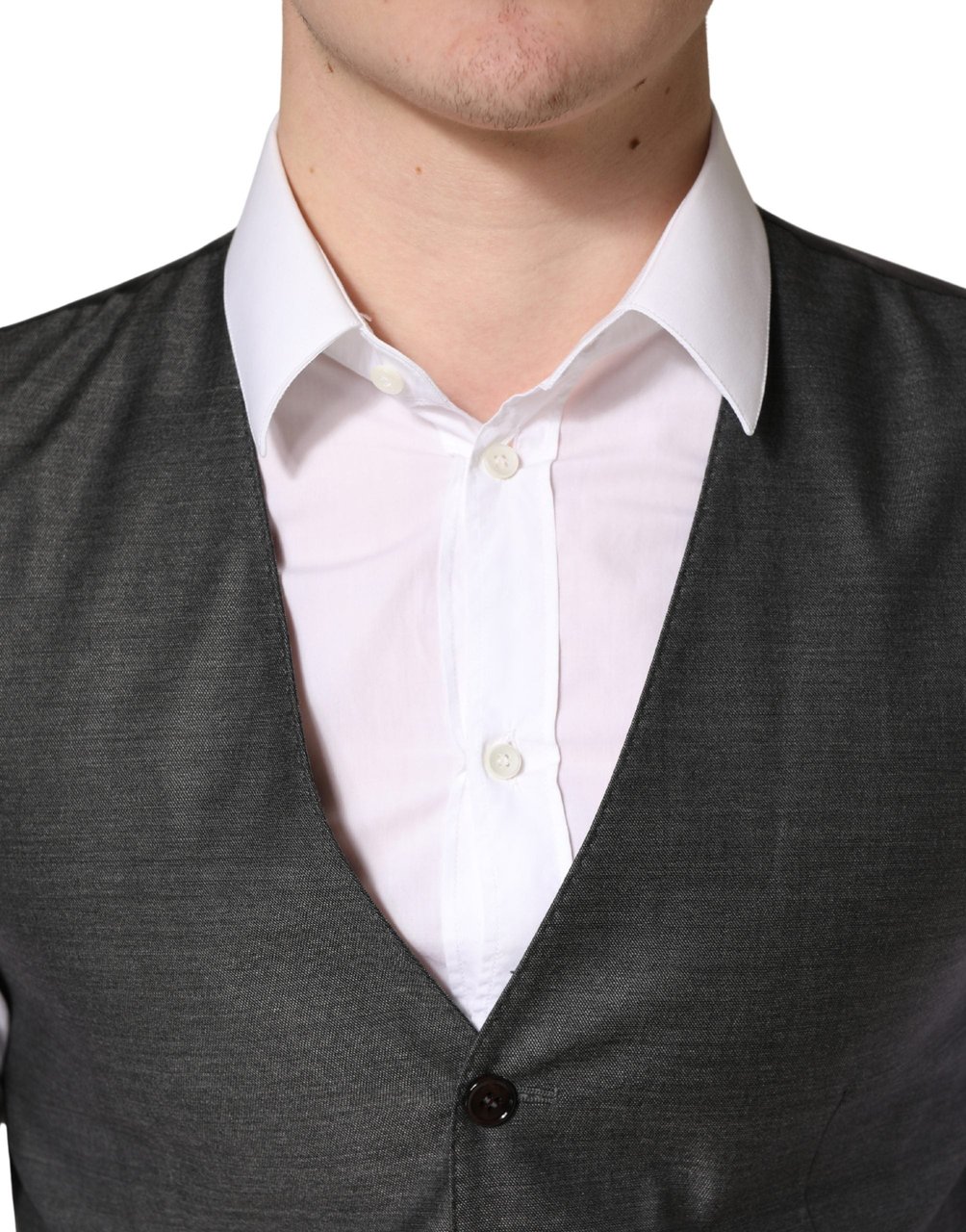 Dolce & Gabbana Dark Gray Wool Dress Formal Waistcoat Vest Grijs