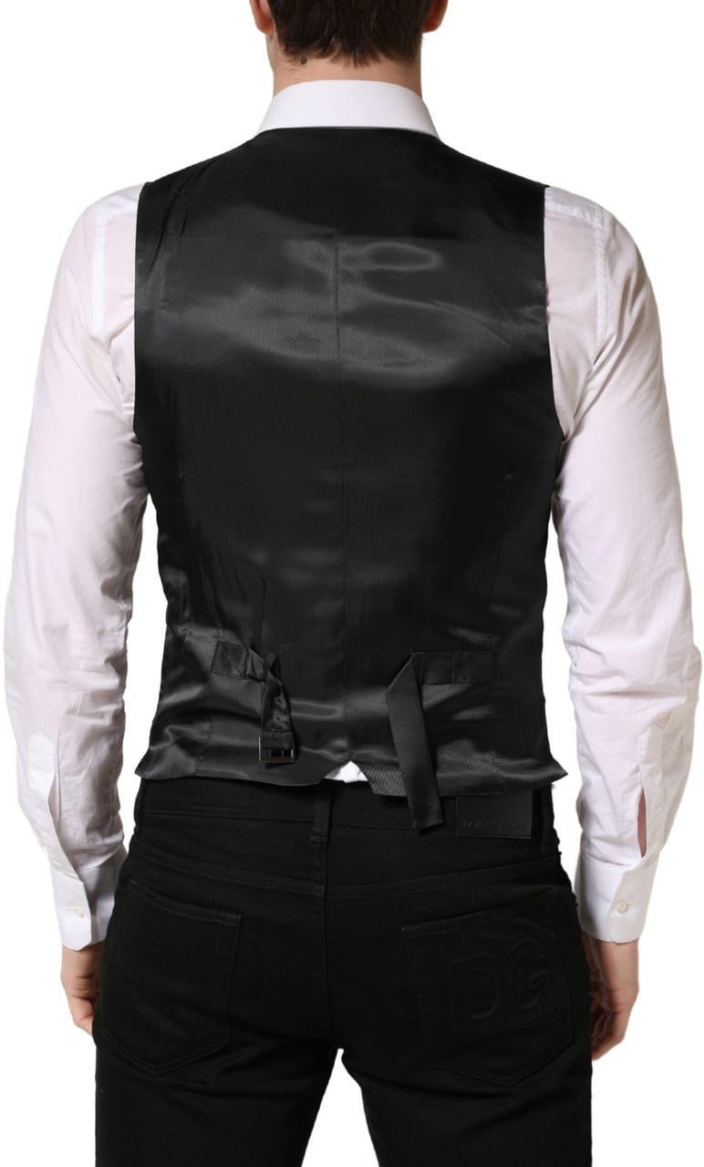 Dolce & Gabbana Dark Gray Wool Dress Formal Waistcoat Vest Grijs