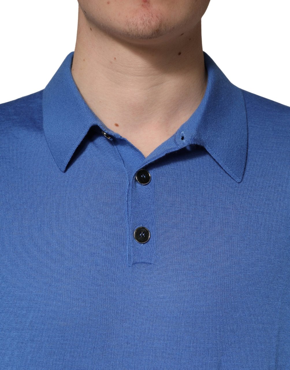 Dolce & Gabbana Blue Cashmere Short Sleeves Polo T-shirt Blauw