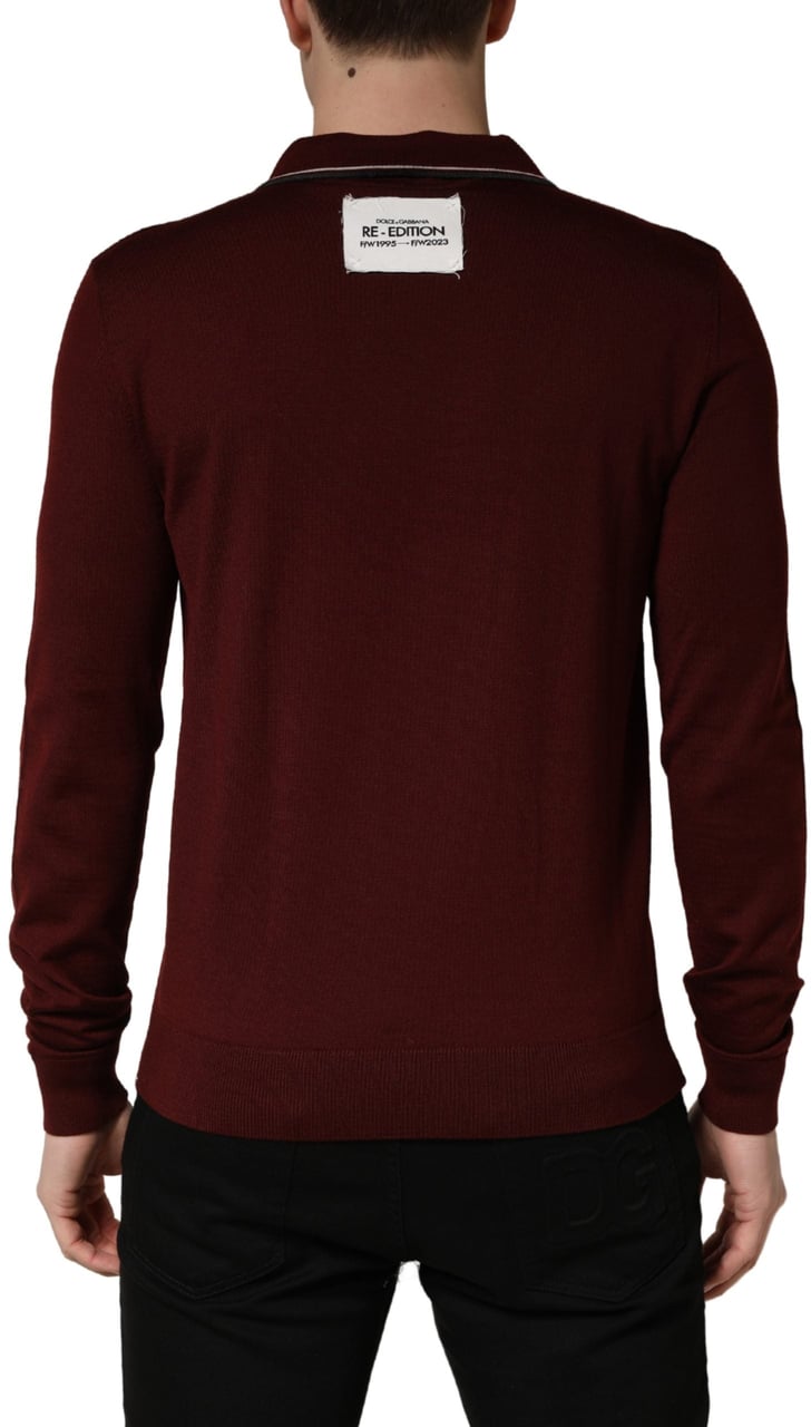 Dolce & Gabbana Maroon Re-Edition Wool Long Sleeves T-shirt Maroon