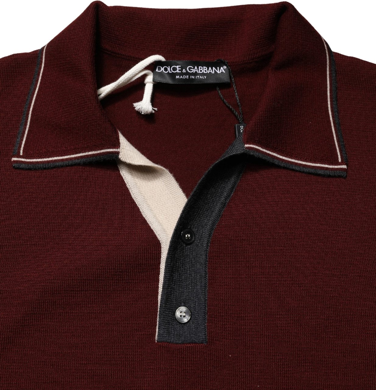 Dolce & Gabbana Maroon Re-Edition Wool Long Sleeves T-shirt Maroon