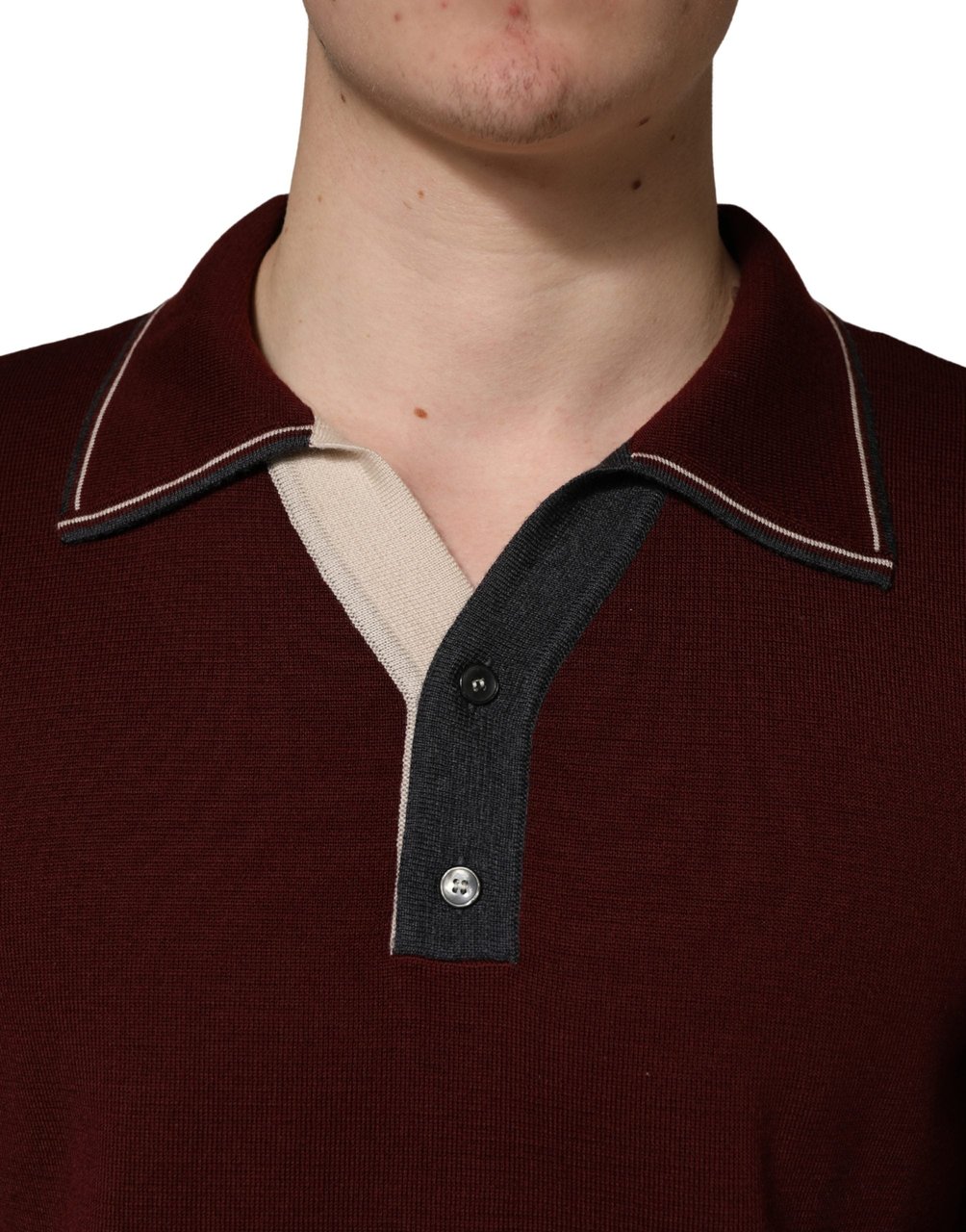 Dolce & Gabbana Maroon Re-Edition Wool Long Sleeves T-shirt Maroon