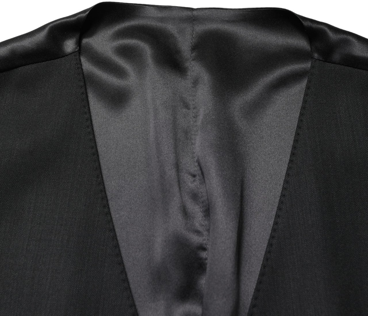 Dolce & Gabbana Black Wool Single Breasted Men Waistcoat Vest Zwart