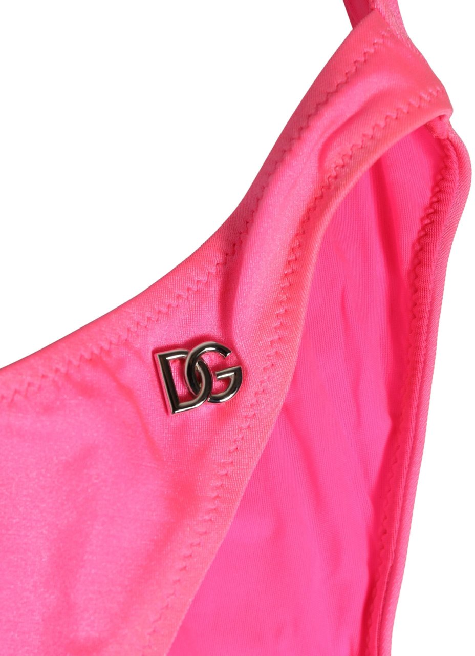 Dolce & Gabbana Pink Cut-Out High Leg One Piece Swimsuit Swimwear Roze