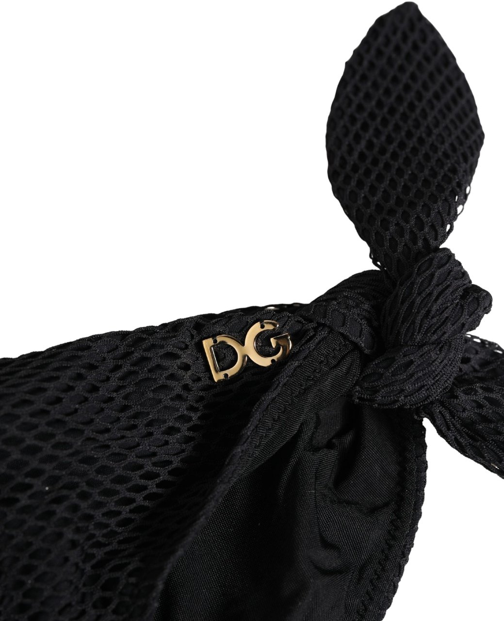 Dolce & Gabbana Swimwear Black Side-Tie Bikini Bottom DG Logo Zwart