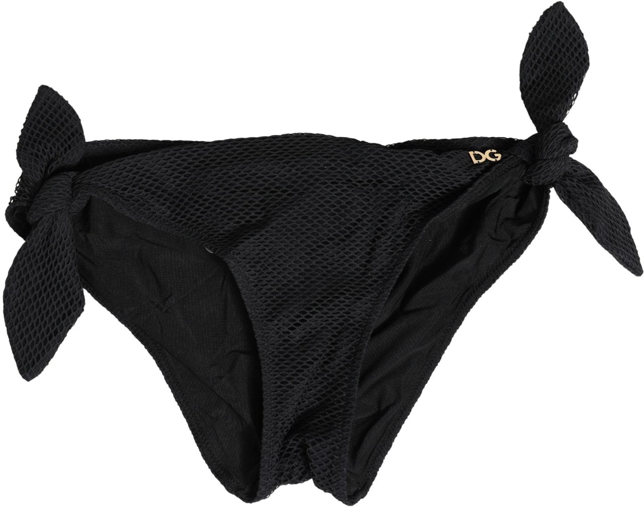 Dolce & Gabbana Swimwear Black Side-Tie Bikini Bottom DG Logo Zwart