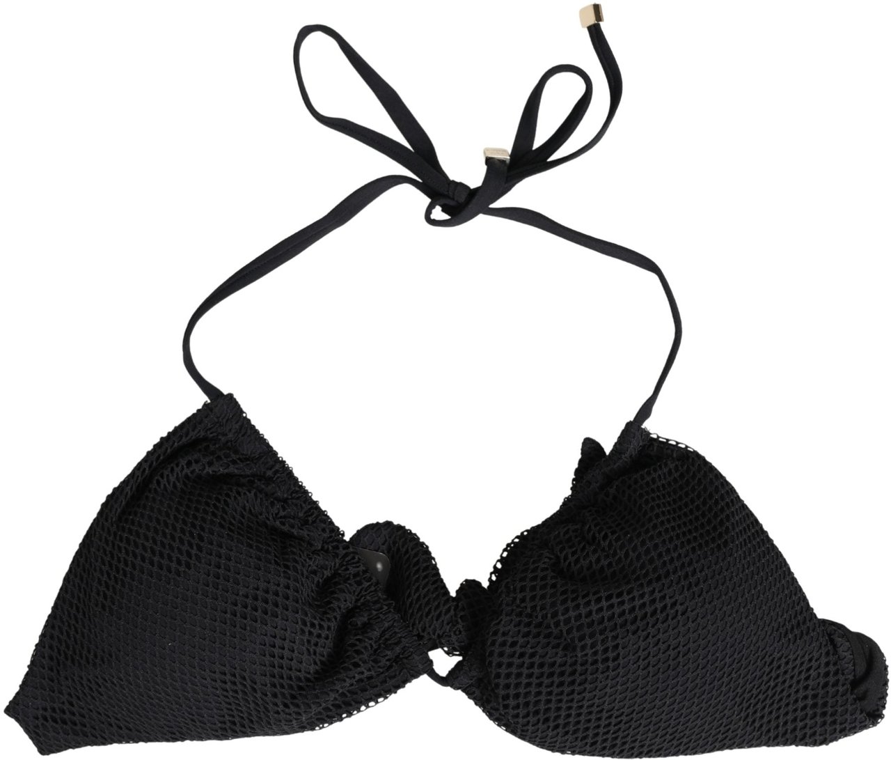 Dolce & Gabbana Black Padded Triangle Halter Bikini Top Swimwear Zwart