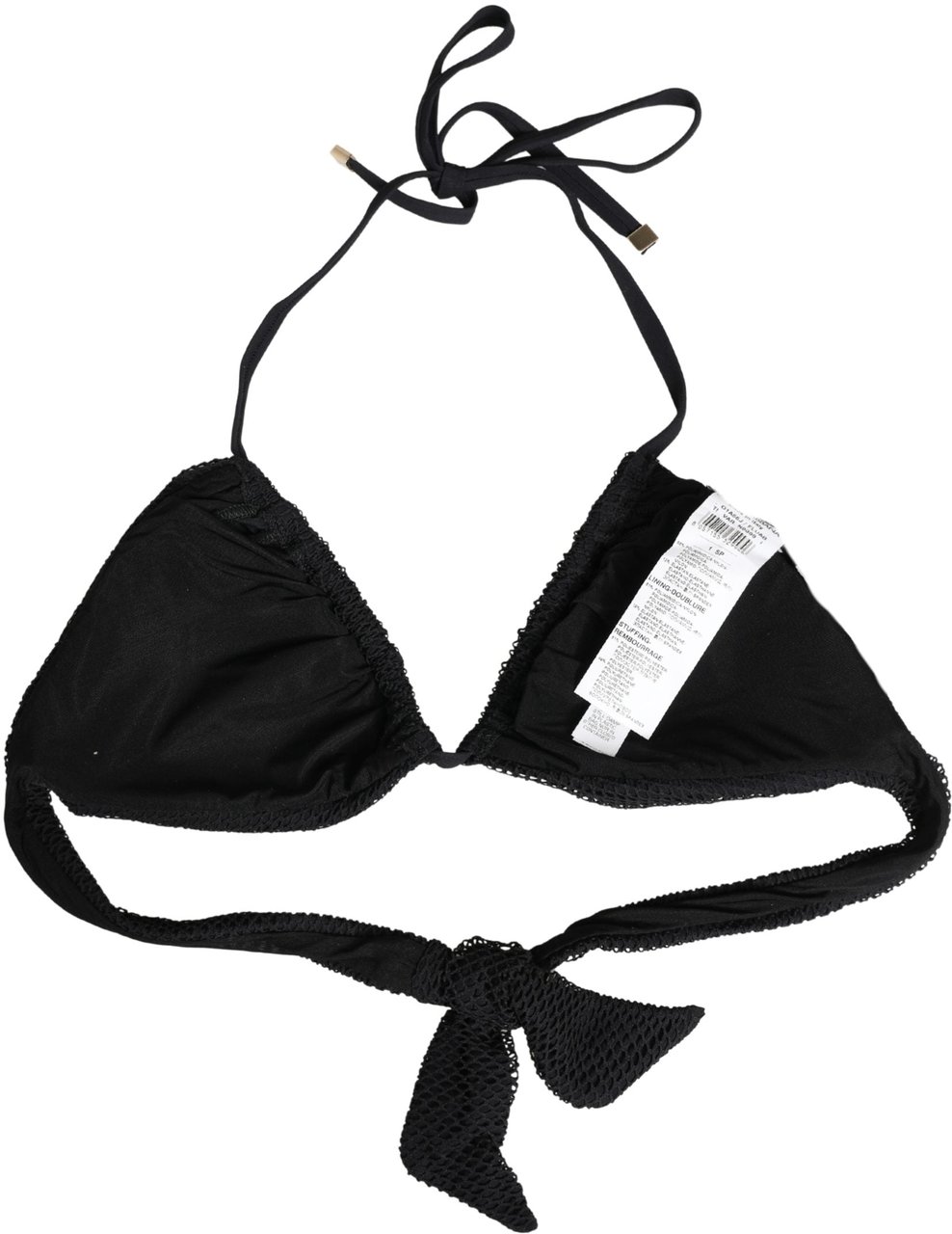 Dolce & Gabbana Black Padded Triangle Halter Bikini Top Swimwear Zwart