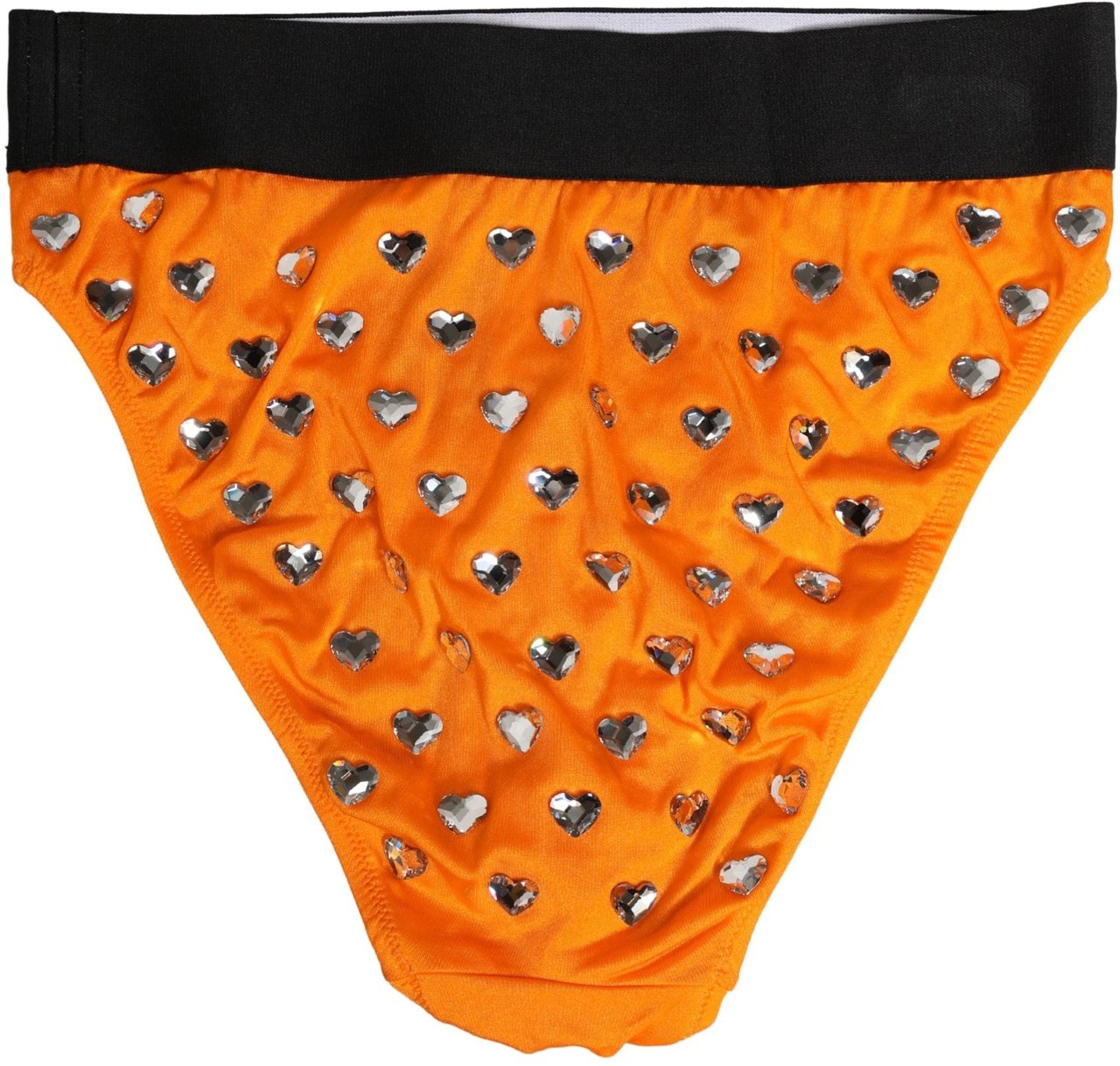 Dolce & Gabbana Orange Crystal High Waist Brief Panty Underwear Oranje