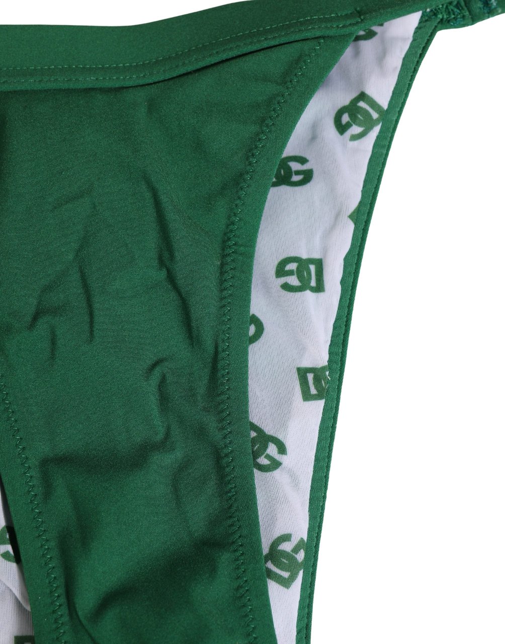 Dolce & Gabbana Green Logo Plaque Nylon Brief Panty Underwear Groen