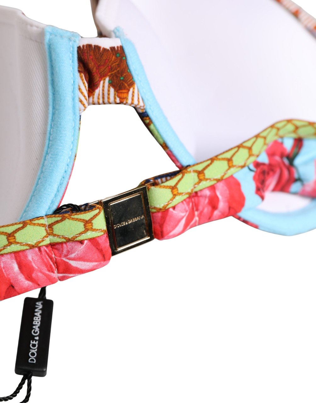 Dolce & Gabbana Multicolor Floral Print Halter Bikini Top Swimwear Divers