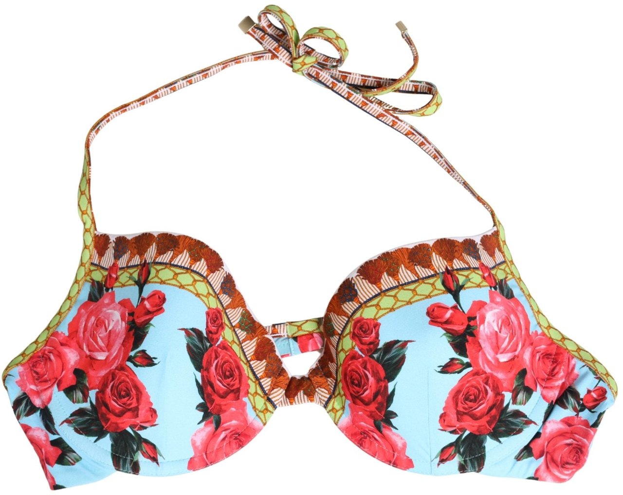 Dolce & Gabbana Multicolor Floral Print Halter Bikini Top Swimwear Divers