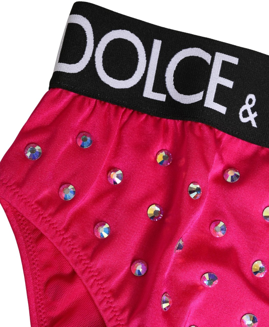 Dolce & Gabbana Pink Crystal High Waist Brief Panty Underwear Roze