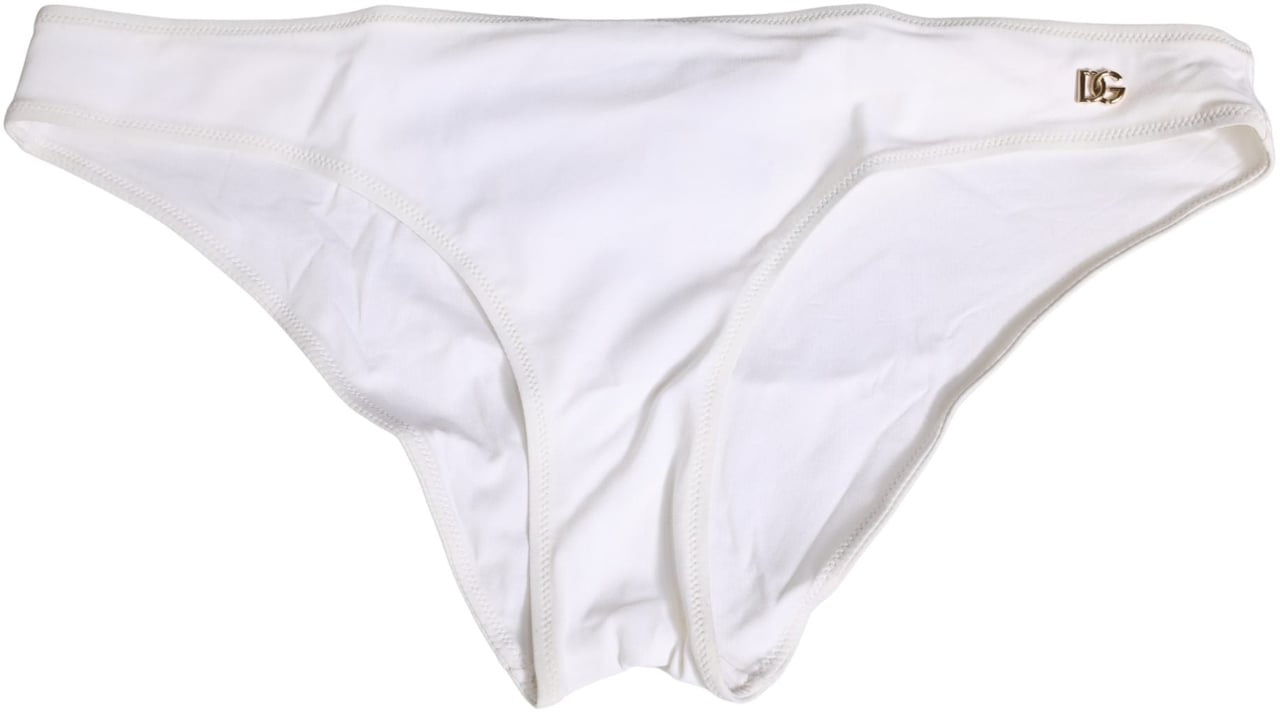 Dolce & Gabbana White DG Logo Plaque Bikini Bottom Underwear Wit