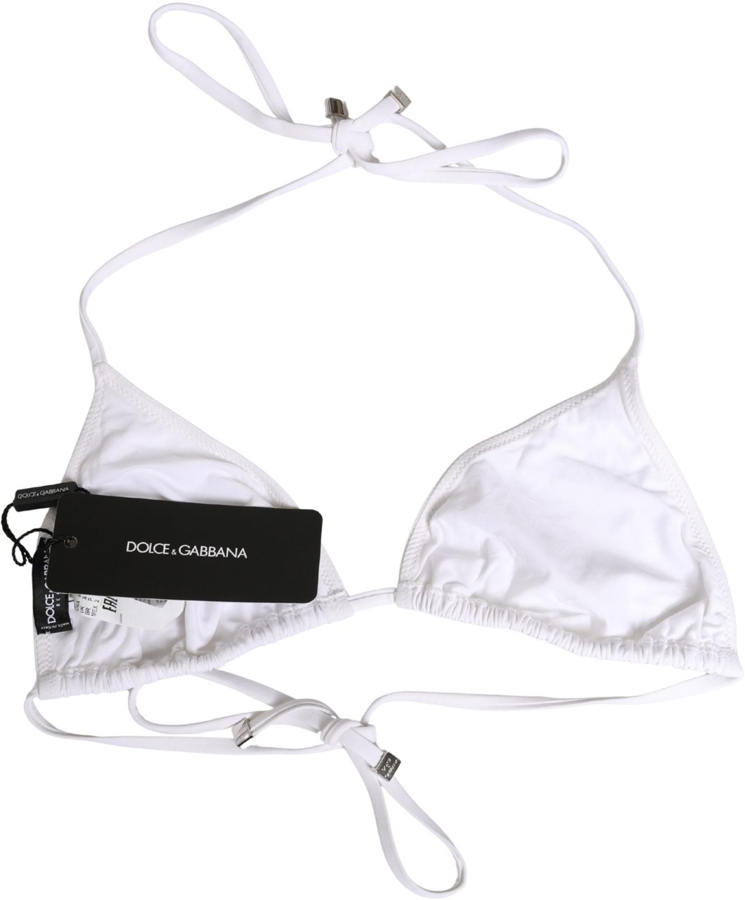 Dolce & Gabbana White Nylon Triangle Beachwear Bikini Top Swimwear Wit