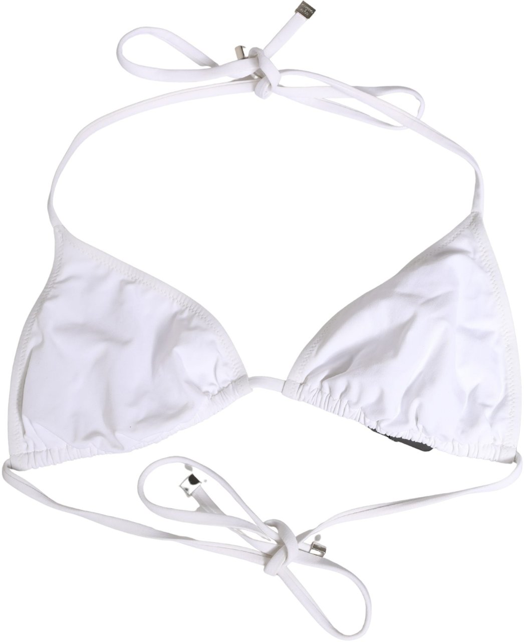 Dolce & Gabbana White Nylon Triangle Beachwear Bikini Top Swimwear Wit